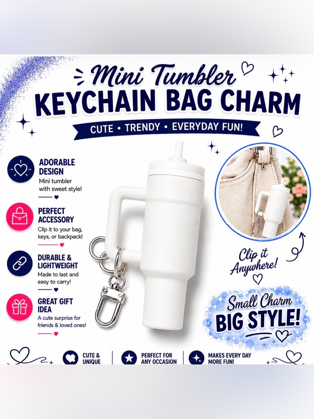 MINI TUMBLER KEYCHAIN BAG CHARM